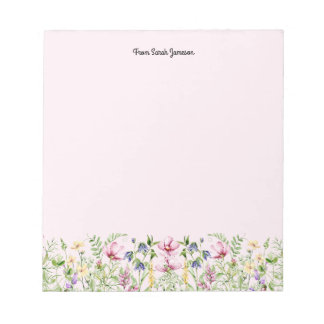 Bloc-note Fleurs de sauvageon rose et jaune Personnalisé