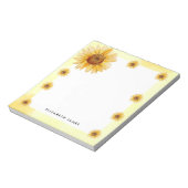 Bloc-note Fleurs de soleil rustiques à l'aquarelle personnal (Tourné)
