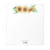 Bloc-note Fleurs de tournesol verdure script botanique (Devant)