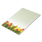 Bloc-note Fleurs de tulipe jaune rouge Arrière - plan vert (Incliné)