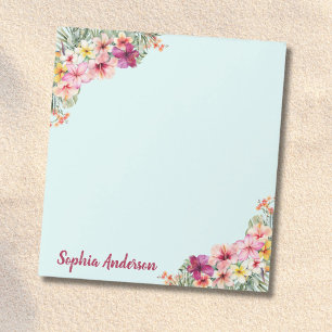 Bloc-note Fleurs d'Hibiscus Rose Monogramme Floral Tropical