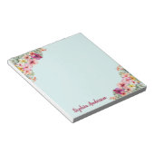 Bloc-note Fleurs d'Hibiscus Rose Monogramme Floral Tropical (Incliné)