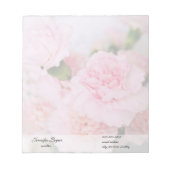 Bloc-note fleurs d'oeillets roses Photographie de style vint (Devant)