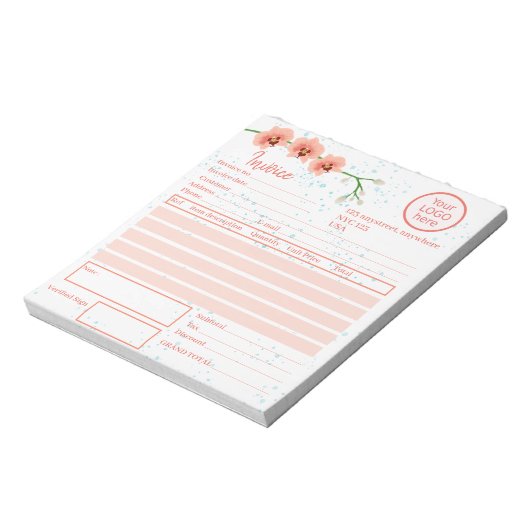 Bloc-note Fleurs d'orchidées de Pêche Facture fleuriste (Tourné)