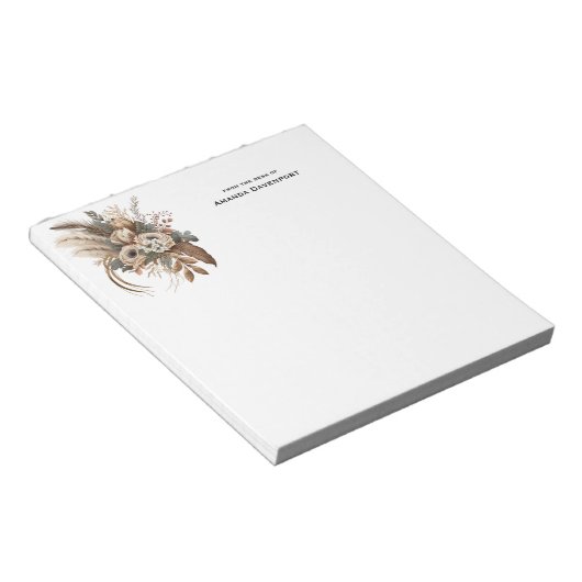 Bloc-note Fleurs Élégantes Feuillage et plumes (Incliné)