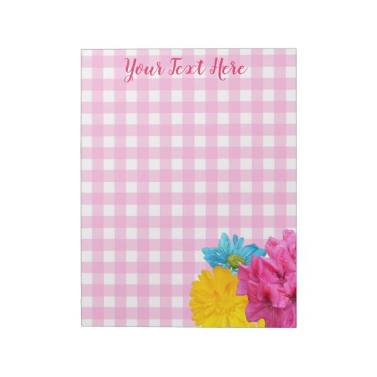 Bloc-note Fleurs et Gingham Rose (Tourné)