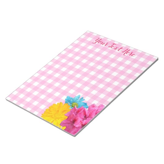 Bloc-note Fleurs et Gingham Rose (Incliné)