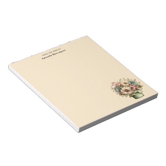 Bloc-note Fleurs Fantaisistes dans un Pot de Fleurs Mignon (Incliné)