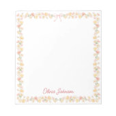 Bloc-note Fleurs Florales Jaune Rose Aquarelle Monogrammées (Devant)