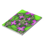 Bloc-note Fleurs fractales abstraites modernes rose vert néo (Tourné)