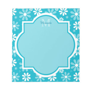Bloc-note Fleurs Girly de marguerite de turquoise de