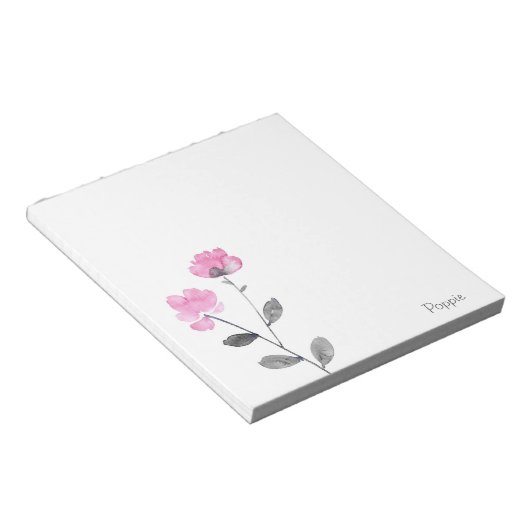 Bloc-note Fleurs gris rose doux (Incliné)