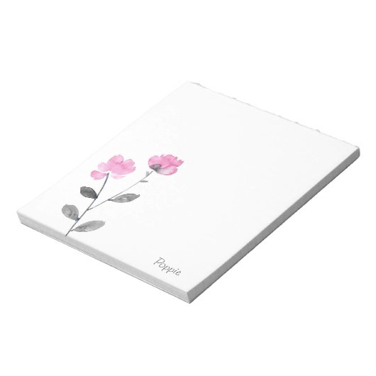 Bloc-note Fleurs gris rose doux (Tourné)