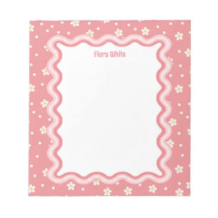 Bloc-note Fleurs Kawaii Personnalisées avec Bordure Ondulée