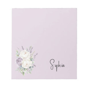 Bloc-note Fleurs lavande violet blanc