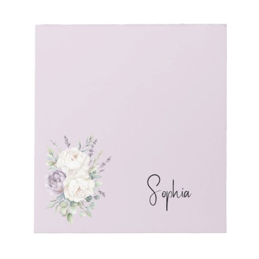 Bloc-note Fleurs lavande violet blanc (Devant)