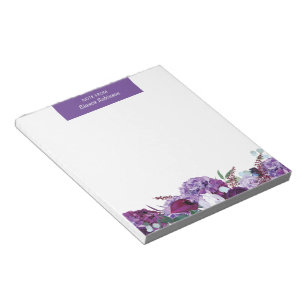 Bloc-note Fleurs modernes violettes botaniques personnalisée