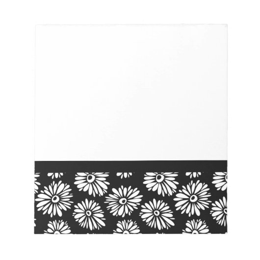 Bloc-note Fleurs noires et blanches funky (Devant)