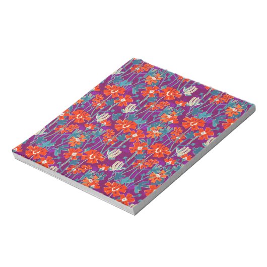 Bloc-note Fleurs orange sur coussin pourpre (Tourné)
