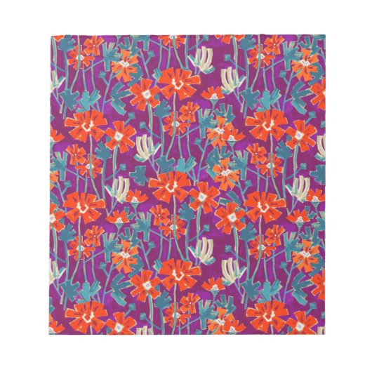 Bloc-note Fleurs orange sur coussin pourpre (Devant)