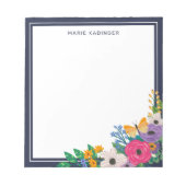 Bloc-note Fleurs Papillon Jaune Ajouter Votre Nom (Devant)