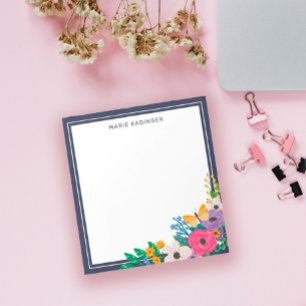 Bloc-note Fleurs Papillon Jaune Ajoutez Votre Nom