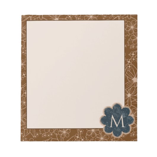 Bloc-note Fleurs Pays Main Tirée Motif Rustique Brown (Devant)