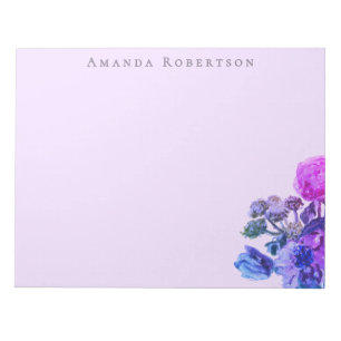 Bloc-note Fleurs personnalisées de lavande en aquarelle rose