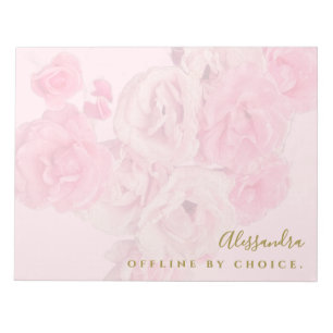 Bloc-note Fleurs personnalisées pastel rose or botanique rét