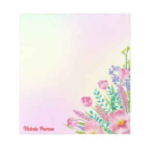 Bloc-note Fleurs printanières Aquarelle Colorée Pastel Gradi