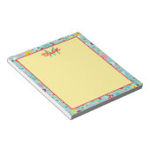 Bloc-note Fleurs printanières sur monogramme bleu aqua (Incliné)