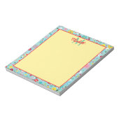 Bloc-note Fleurs printanières sur monogramme bleu aqua (Tourné)