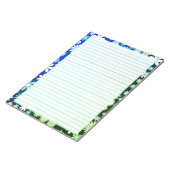 Bloc-note Fleurs rétro Frontière florale sur Bleu Vert (Incliné)