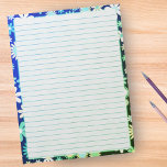 Bloc-note Fleurs rétro Frontière florale sur Bleu Vert<br><div class="desc">Ce design présente une bordure bleu et vert fleurie et colorée rétro,  avec des lignes bleues et vertes.</div>