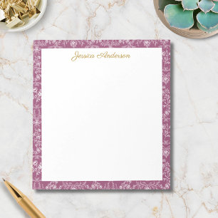 Bloc-note Fleurs Rococo Vintage Nom Personnalisé Floral