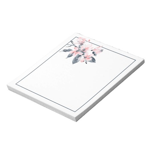 Bloc-note Fleurs rose et gris Aquarelle classique (Tourné)