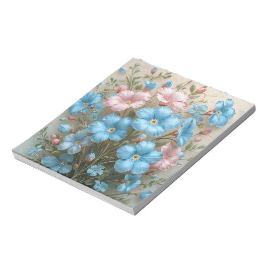 Bloc-note Fleurs roses et bleues élégantes (Tourné)