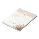 Bloc-note Fleurs roses et monogramme de libellule (Tourné)