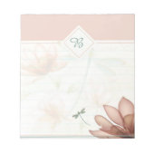 Bloc-note Fleurs roses et monogramme de libellule (Devant)