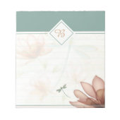 Bloc-note Fleurs roses et monogramme libellule (Devant)