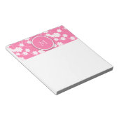 Bloc-note Fleurs roses moelleuses mures Motif, Votre Initial (Incliné)