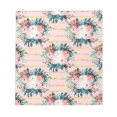 Bloc-note Fleurs roses Peinture Or Grilles Girly Design (Devant)