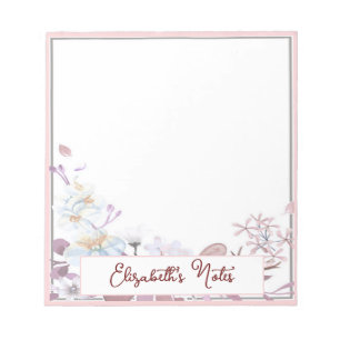 Bloc-note Fleurs roses personnalisées