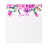 Bloc-note fleurs roses personnalisées (Devant)