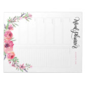 Bloc-note Fleurs roses personnalisées du planificateur de re (Devant)