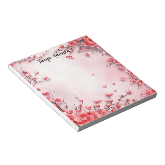 Bloc-note Fleurs roses rouges Saint Valentin (Incliné)