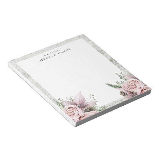 Bloc-note Fleurs roses Rustiques D'Hiver (Incliné)