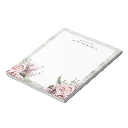 Bloc-note Fleurs roses Rustiques D'Hiver (Tourné)