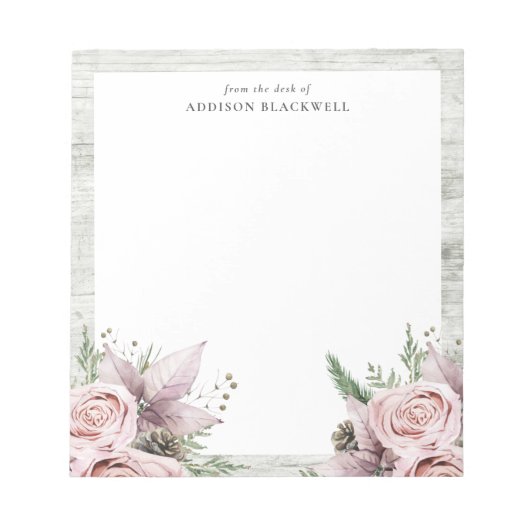 Bloc-note Fleurs roses Rustiques D'Hiver (Devant)