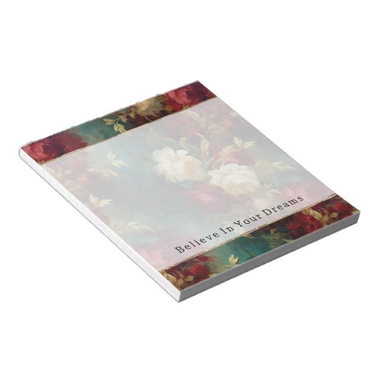 Bloc-note Fleurs rouges blanches vertes (Incliné)